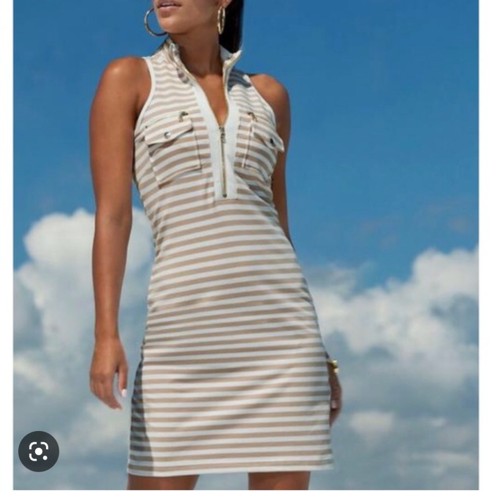 Boston Proper Stripe Racerback Chic Zip Tank Dress
